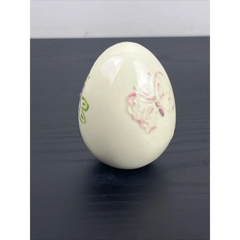 Vintage Ceramic Easter Egg‎ Flower Butterfly Spring Decor Hand Painted